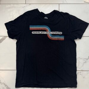 Harley-Davidson Black Tee with Retro Stripes